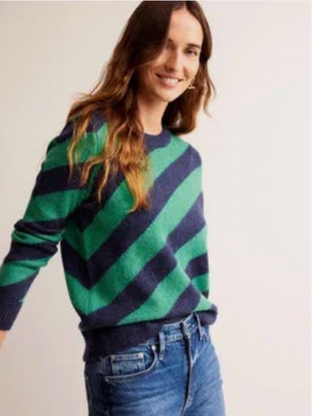 Boden Green & Navy Striped Women’s Sweater